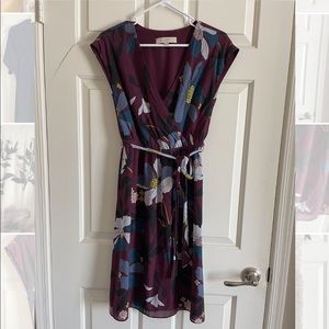 Loft V-neck Dress with Tie